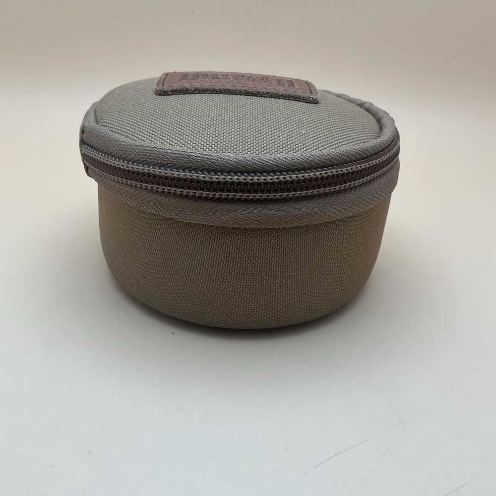 Duluth Trading Co Fire Hose‎ Canvas Round 4" Small Parts Organizer Zip Case Tan